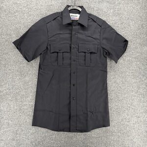 Blauer Shirt Mens S Blue Button Up Short Sleeve Workwear Uniform Career 8713